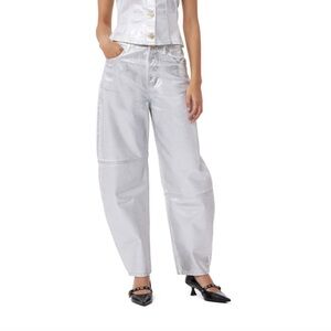 Ganni Silver Foil Stary Jeans Size 27